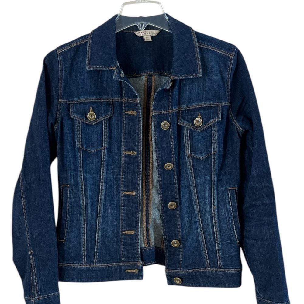 CAbi Blue Jean Jacket with Timeless Trucker Style and Standard Fit Size XS